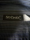 St  Croix Vintage Men   s L Striped Button Shirt Blue Black Long Sleeve Italy Euc