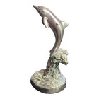 Vintage Dolphin Leaping From Wave Figurine Sculpture Nautical Peter Sedlow 1993