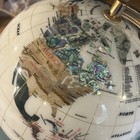 World Globe On Antique Brass Stand 22  Tall Gemstone Ivory Color-magnificent 