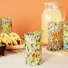 6 Pack 14 Oz Hand Blown Mexican Glassware  Confetti Rock Glasses  Serving Drinks