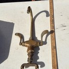 Antique Chicago Faucet Co Brass Faucet W  Hot Cold Lever Handles Goose Neck