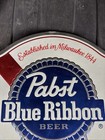 Vintage Pabst Blue Ribbon Pbr 1 1x 14 Sign Foil  card Nos Embosograph Chicago