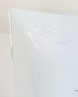 Vintage Mcm Glass Ceiling Light Fixture With Etched Swirl Design   Metal Base