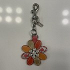 Vintage Coach Daisy Flower Bag Charm Keychain Pink Orange Signature C Crystal 