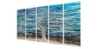 3d Blue Abstract Metal Wall Art Bright Silver Tree Metallic Artwork On Alumin   