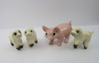 Hagen Renaker Mini Htf Early Lambs Black Feet Standing Pink Pig Lot Of 4 Rare