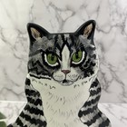 Cats By Nina Vintage 90s Ceramic Vase Black White Striped Kitten Tall Green Eyes