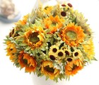 5 Heads Beauty Fake Sunflower Artificial Silk Flower Bouquet Home Floral Decor 