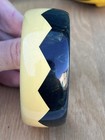 Vintage Green Marble   Butterscotch Sawtooth Bakelite Bracelet Bangle Art Deco