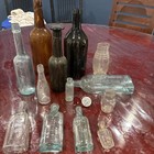 Lot Of 13 Antique Vintage Old Glass Bottles   See Pics