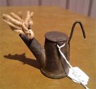 Antique Teapot Tin Miners Lamp W Unused Wick New Old Stock 1800s Lot 3