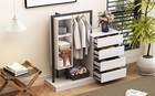 4 Drawers 3 Shelves Wooden Clothes Storage Holder Closet Organizer Wardrobe Rack