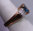 Size 8 5  vintage Lb Yellow Gold Plated Sterling Blue white Gemstone Silver Ring