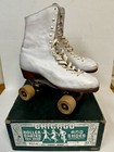     Vintage Chicago Roller Skates Ware Bros  Women Wooden Wheels Size 8 W Box     