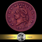 1863 United States Civil War Patriotic Liberty Token Army Navy Cent Coin Scarce 