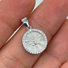 Sterling Silver Holy Spirit Dove Pendant Round Medal Christian Dove Amulet