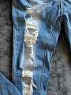  Push Up Skinny Jeans High Waist With Rips Blue L 40 Belt Beads Spring Denim New