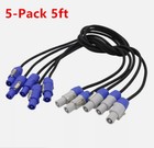 5-pack 5ft Powercon Extended Cable Power Plug Male To Female For Stage Lighting