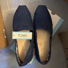 Toms Alpargata Women   s Navy Canvas Slip-on Flats Closed Toe Us 8 5