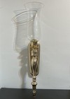 Vintage Brass Wall Candle Sconce With Glass Hurricane Shade 24   