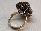 Vintage 18k Yellow Gold Oval Green Jade Cabochon Ring Size 7