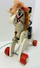 Vintage Wooden Horse Pull Toy W  Soldier Painted Rolling Rider Wp183