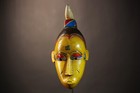 African Vintage Baule Mask Hand Carved Sculpture Unique Wall Piece -g5103