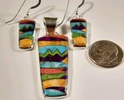 925 Sterling Southwest Spiny   Turquoise Earring   Pendant Matching Set 10 8g