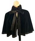 Vtg Victorian Gothic Steampunk Witchy Velvet Capelet Cape Beaded Ruffle Collar