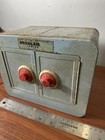Vintage Mosler Junior Double Door Safe Bank Brumberger Metal Toy Blue Red Dials