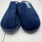 Navy Blue Corduroy Plush Closed-toe Slippers House Shoes Slip-on Mens Size 12 13