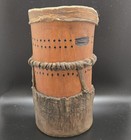 Turkana Fat Container  eburi   W wood  Perforated Patterns    Goatskin Bindings