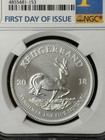 2018 South Africa 999 Silver Krugerrand 1 Oz Ngc Ms70 First Day Of Issue