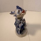 Vintage Blue White Luster Ceramic Fish Trio Figurine Anthropomorphic 6 5 