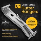 Quick-screw 6 Inch Gutter Hangers - Heavy Duty Hidden Gutter Brackets  100 Count