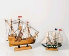 2 Rare vintage Wooden Ship Model Sailing Boat Decor