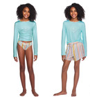 Roxy Youth 3-piece Swim Set Swimwear Girls Upf 50 Rash Guard Blue Xl 18 20