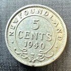 1940-c Newfoundland 5 Cents George Vi  925 Sterling Silver 200k Mintage