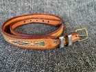 Vintage Western Leather Horsehair Belt With Braided Buckle Size 36