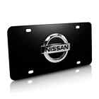 Nissan 3d Heavy Metal Chrome Logo On Black Stainless Steel License Plate
