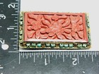 Old Antique China Mark Carved Red Cinnabar Lacquer Sterling Silver Fine Pendant