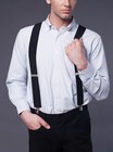 Fasker Mens Suspenders X-back Wide Adjustable Solid Straight Heavy Duty Clip    