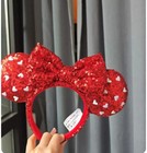 Red Heart Sequin Bow Disney Parks Valentine s Day Mickey Minnie Ears Headband