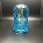 Vintage Mosser Glass Turquoise Holly   Berries Fairy Lamp Candle Holder