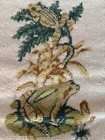 Vintage Needlepoint Wall Hanging Bell Pull Unusual Sweet Colorful Frogs In Ferns