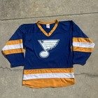St  Louis Blues Athletic Knit Nhl Hockey Jersey Adult Small Shirt  4 Blue Yellow