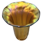 Antique 1920 Gold Aurene Paneled Iridescent Art Glass Lamp Shade  5