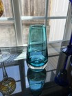 Vintage Cobalt Blue Green Heavy Bottom Sommerso Teardrop Bud Vase
