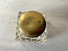 Antique Victorian Glass Inkwell With Brass Top