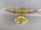 Swank Retro Amber Gold 9 75 In  Footed Pedestal Cake Coin Dot Mcm  read 